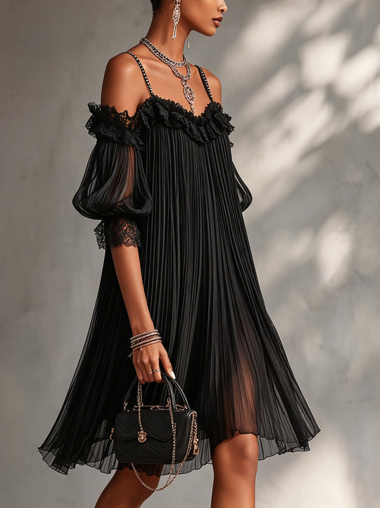 Vittoria | Off-Shoulder Lace-Trim Mini Dress