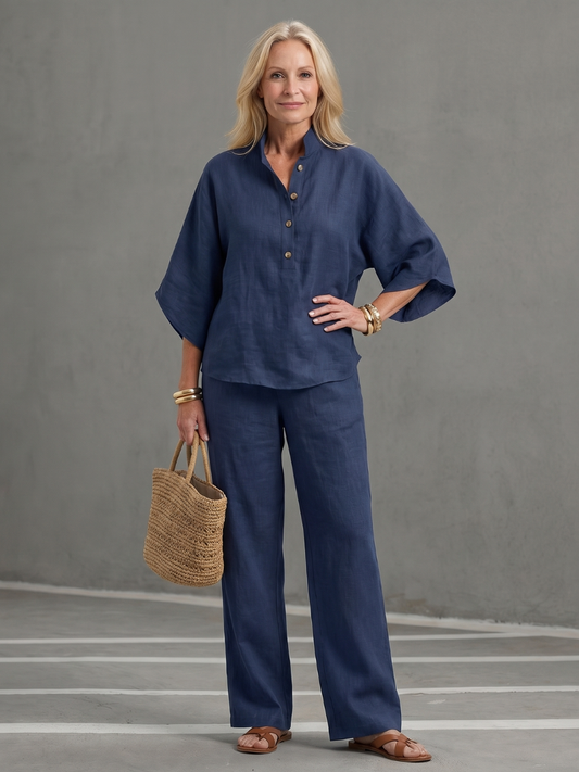Emilia | Button-Front Relaxed Tunic & Trouser Set