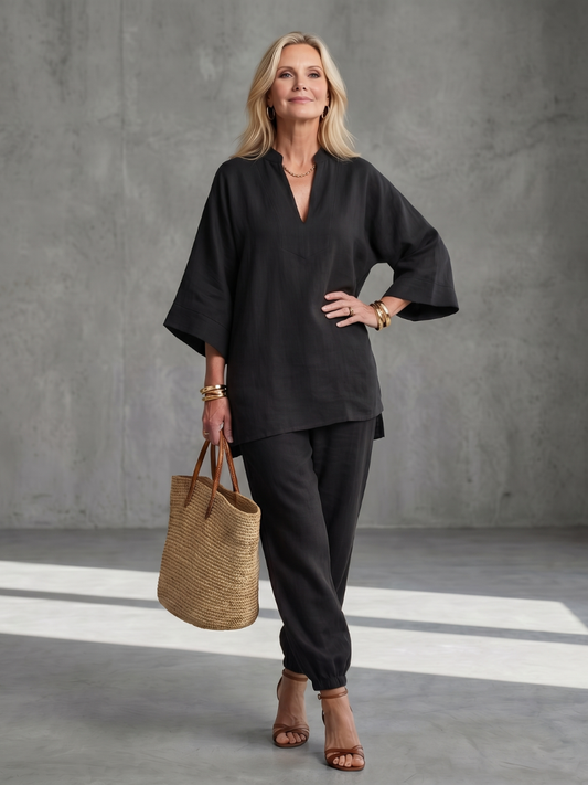 Georgiana | V-Neck Tunic & Gathered Trouser Set