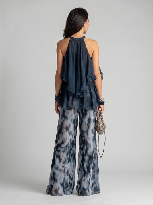 Élise | Elegant Light Set with Wide-Leg Trousers