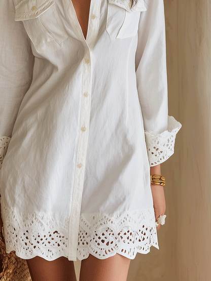 Ismini | White Mini Shirt Dress