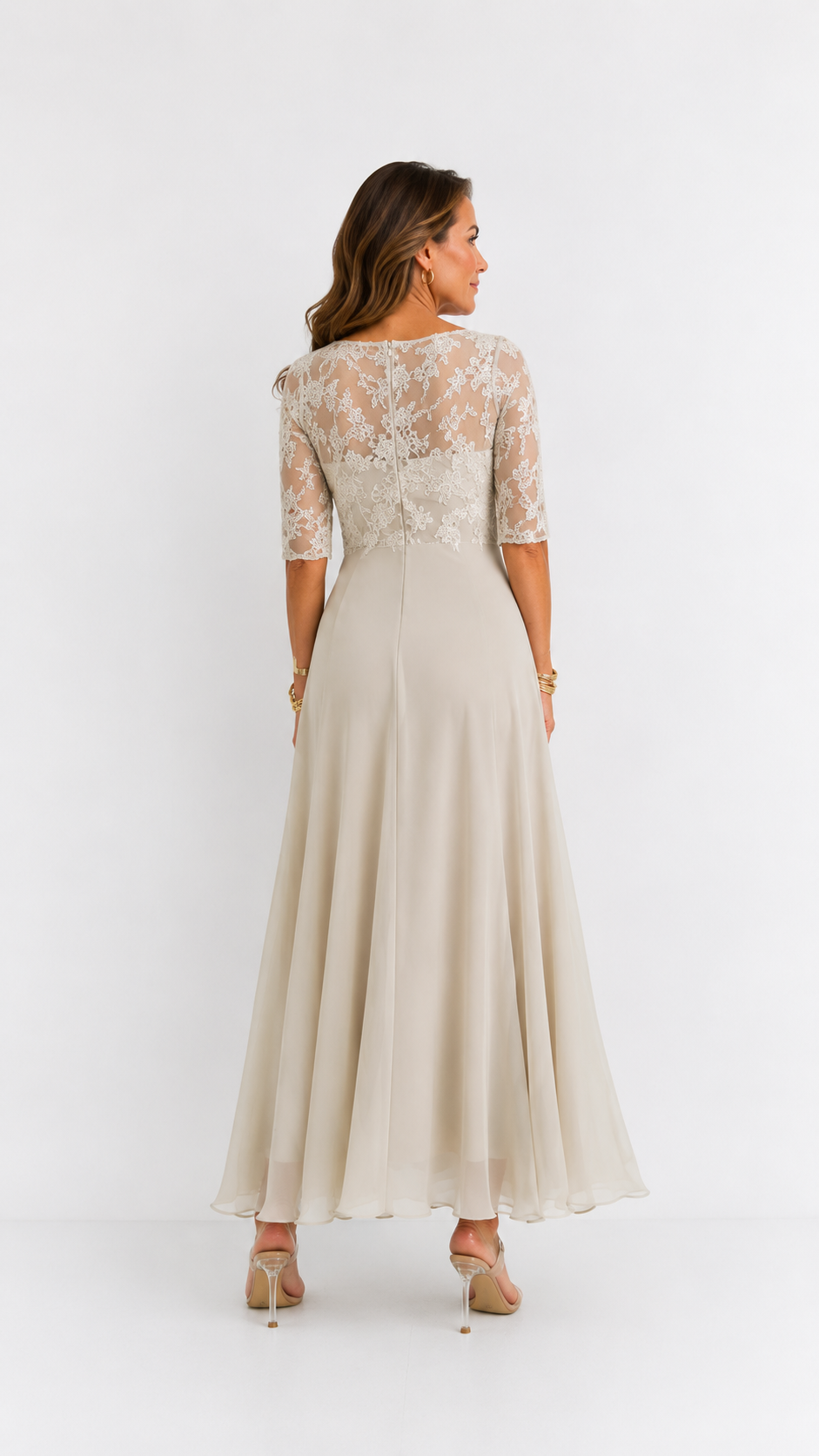 Rhonda | Lace-Trim Midi Dress