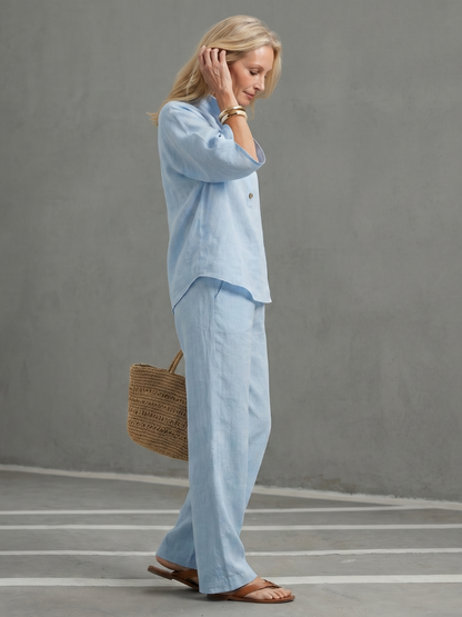 Emilia | Button-Front Relaxed Tunic & Trouser Set