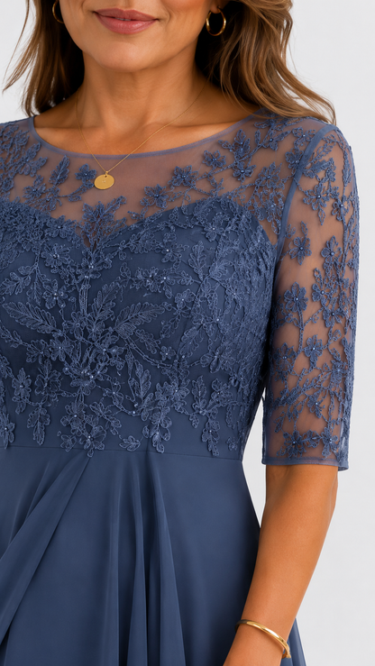 Rhonda | Lace-Trim Midi Dress