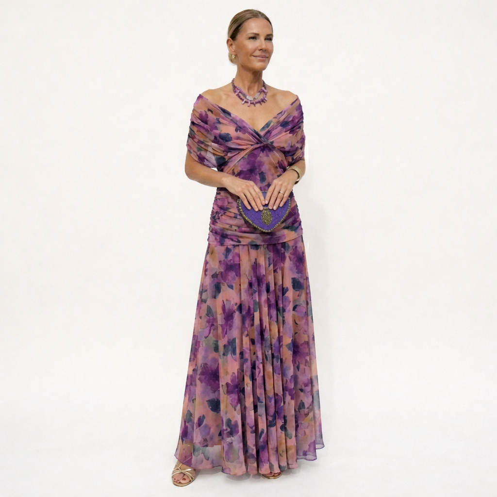Velora™ | Long Floral V-Neck Dress