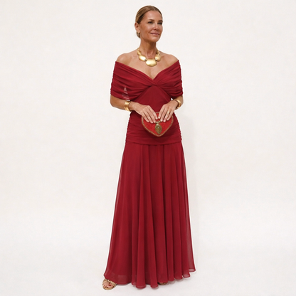 Velora™ | Long Floral V-Neck Dress