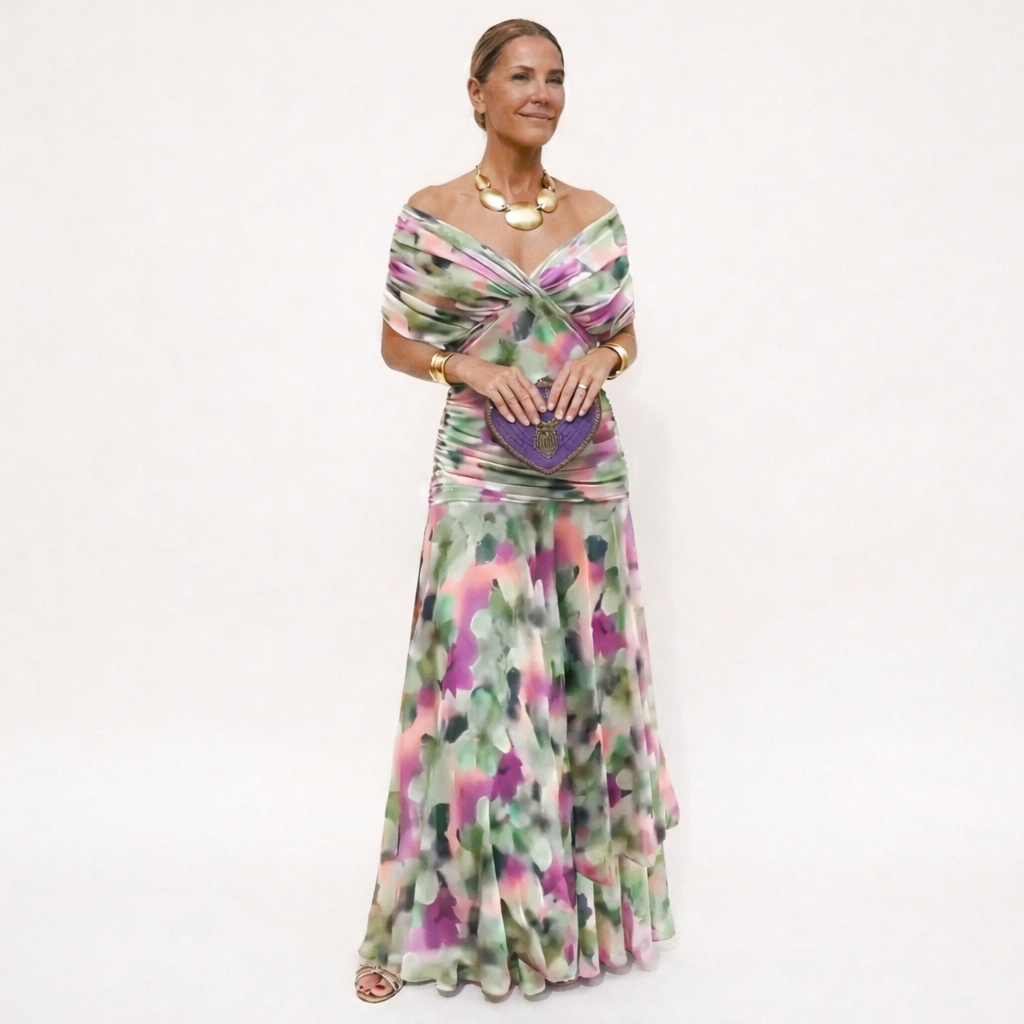 Velora™ | Long Floral V-Neck Dress