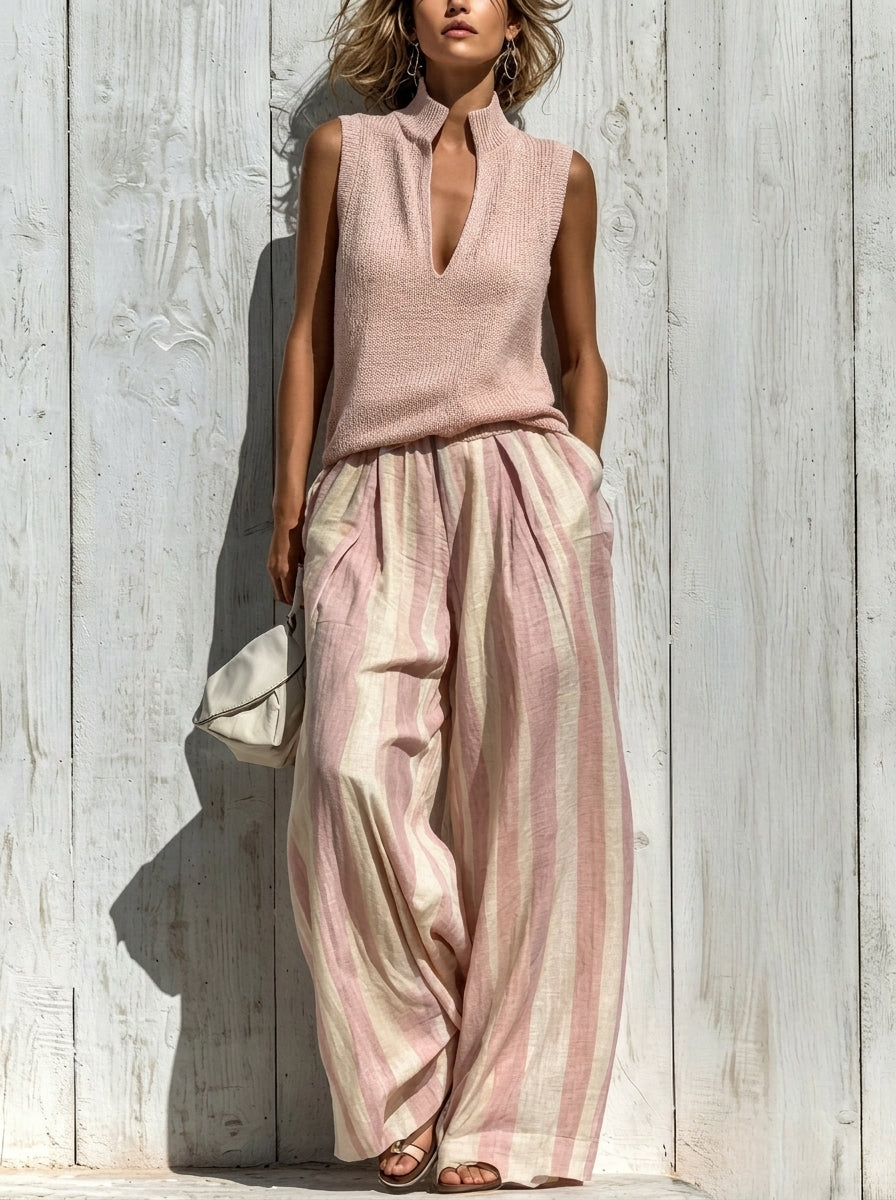 Sofía | Striped Top & Palazzo Trouser Set