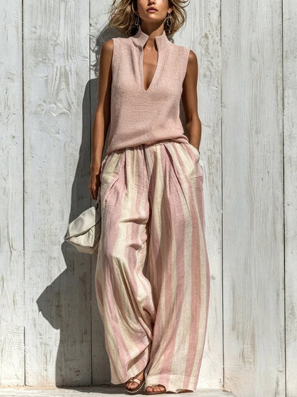 Sofía | Striped Top & Palazzo Trouser Set