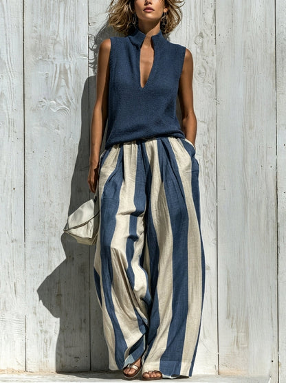 Sofía | Striped Top & Palazzo Trouser Set