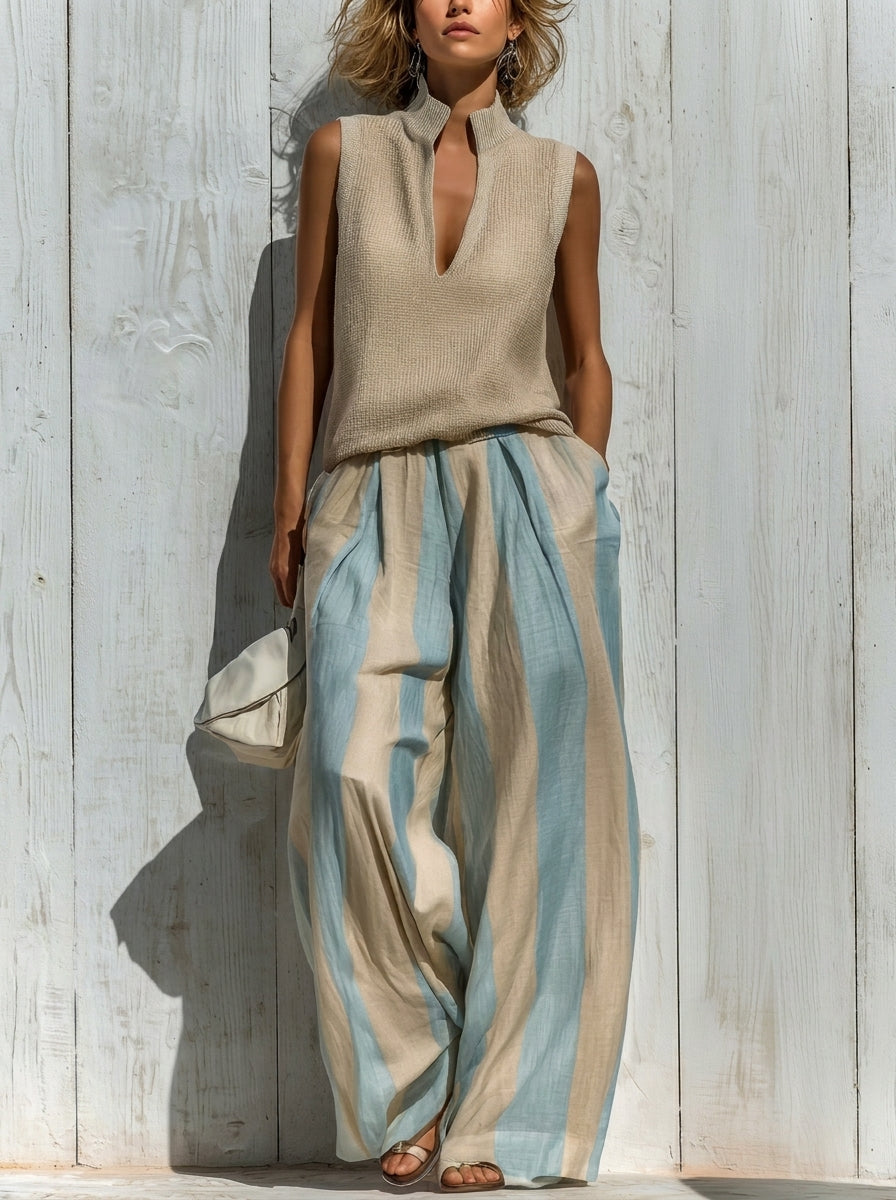 Sofía | Striped Top & Palazzo Trouser Set
