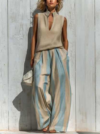 Sofía | Striped Top & Palazzo Trouser Set
