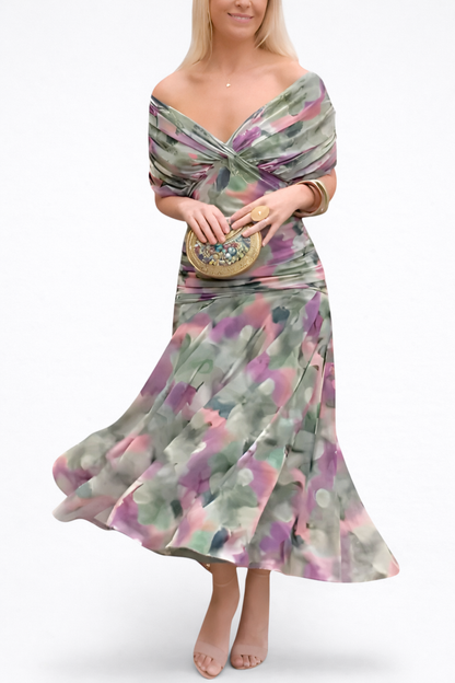 Velora™ | Long Floral V-Neck Dress