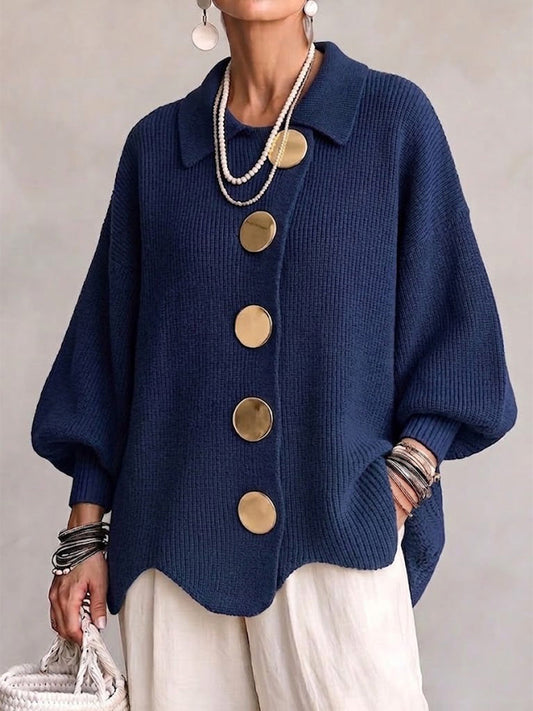 Oversized Collared Knit Cardigan