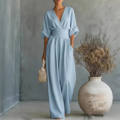 Margot jumpsuit — high-waisted, wide-leg